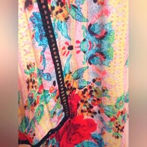 Floral Patterned Dress with Black Trim